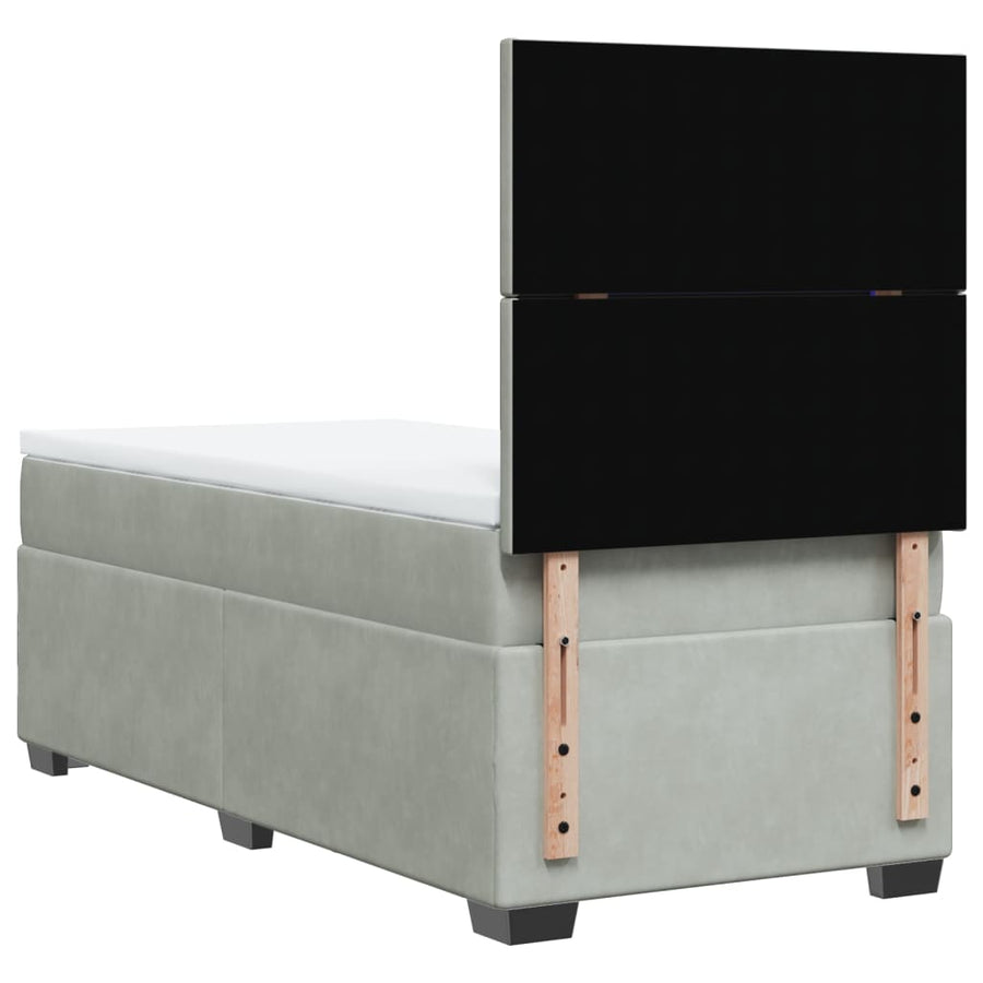 Boxspring met matras fluweel lichtgrijs 90x190 cm