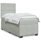 Boxspring met matras fluweel lichtgrijs 90x190 cm