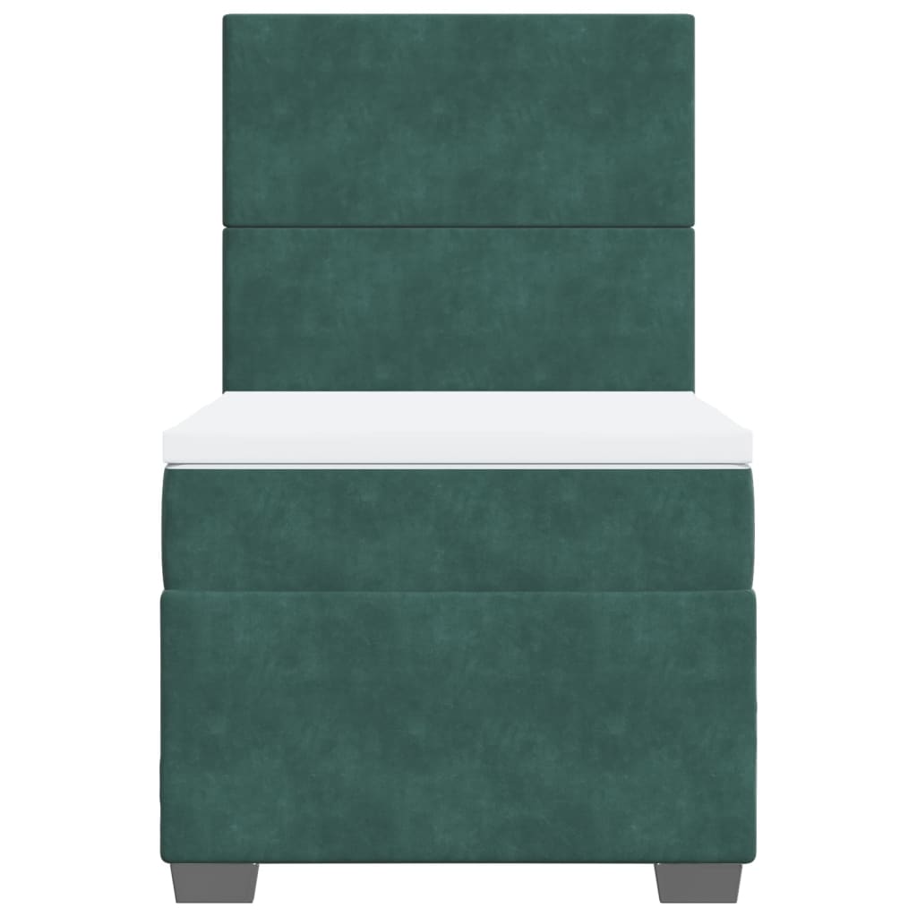 Boxspring met matras fluweel donkergroen 90x190 cm