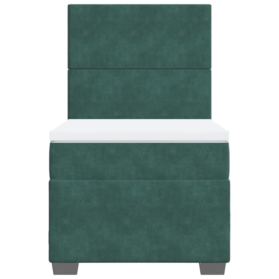 Boxspring met matras fluweel donkergroen 90x190 cm