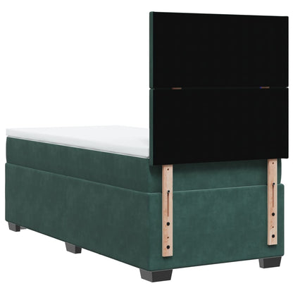 Boxspring met matras fluweel donkergroen 90x190 cm