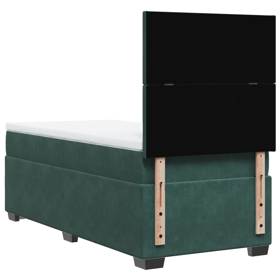 Boxspring met matras fluweel donkergroen 90x190 cm