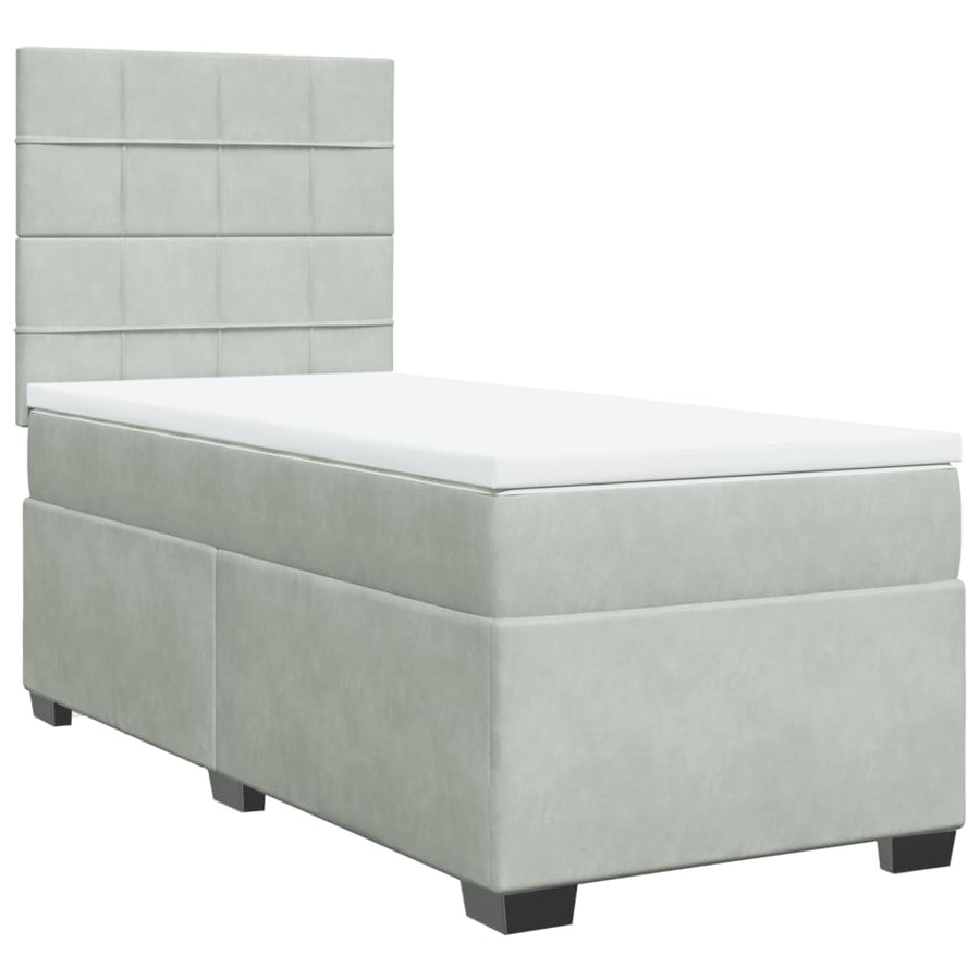 Boxspring met matras fluweel lichtgrijs 90x190 cm