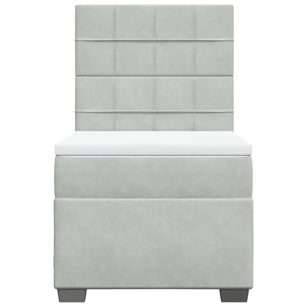 Boxspring met matras fluweel lichtgrijs 90x190 cm