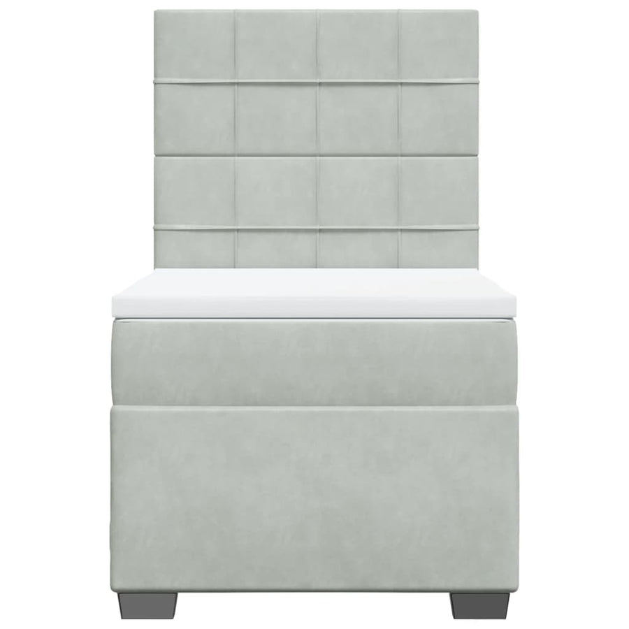 Boxspring met matras fluweel lichtgrijs 90x190 cm