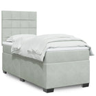 Boxspring met matras fluweel lichtgrijs 90x190 cm