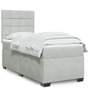 Boxspring met matras 90x190 cm lichtgrijs fluweel