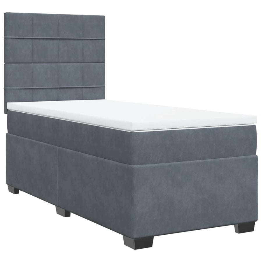 Boxspring met matras fluweel donkergrijs 90x190 cm