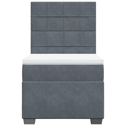 Boxspring met matras fluweel donkergrijs 90x190 cm