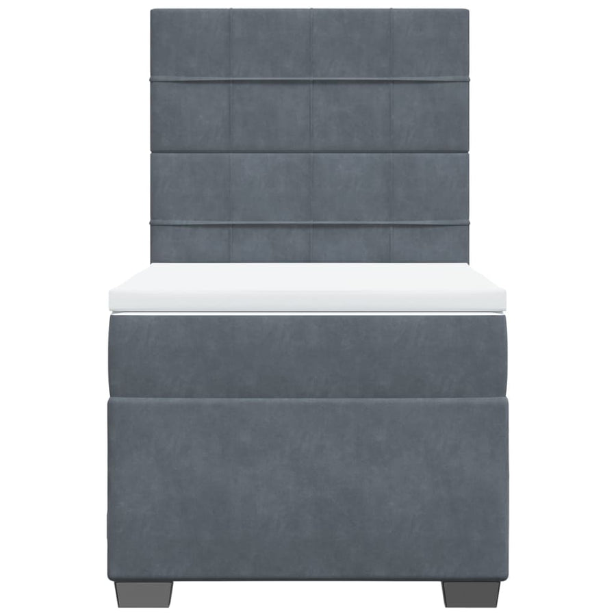 Boxspring met matras fluweel donkergrijs 90x190 cm