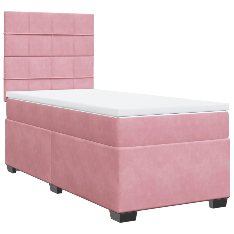 Boxspring met matras fluweel roze 90x190 cm