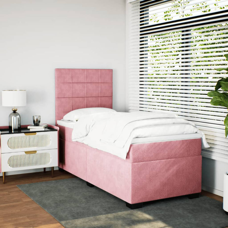 Boxspring met matras fluweel roze 90x190 cm