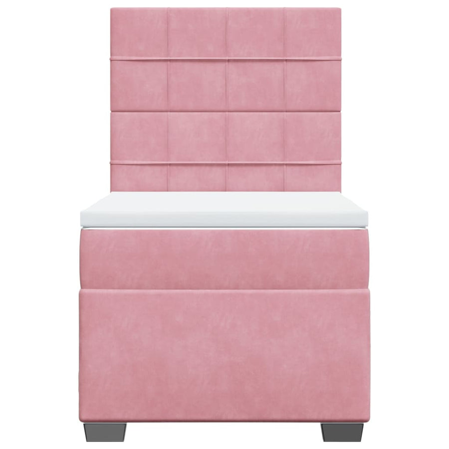 Boxspring met matras fluweel roze 90x190 cm