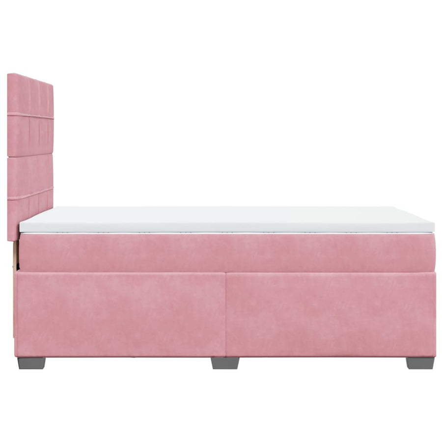 Boxspring met matras fluweel roze 90x190 cm