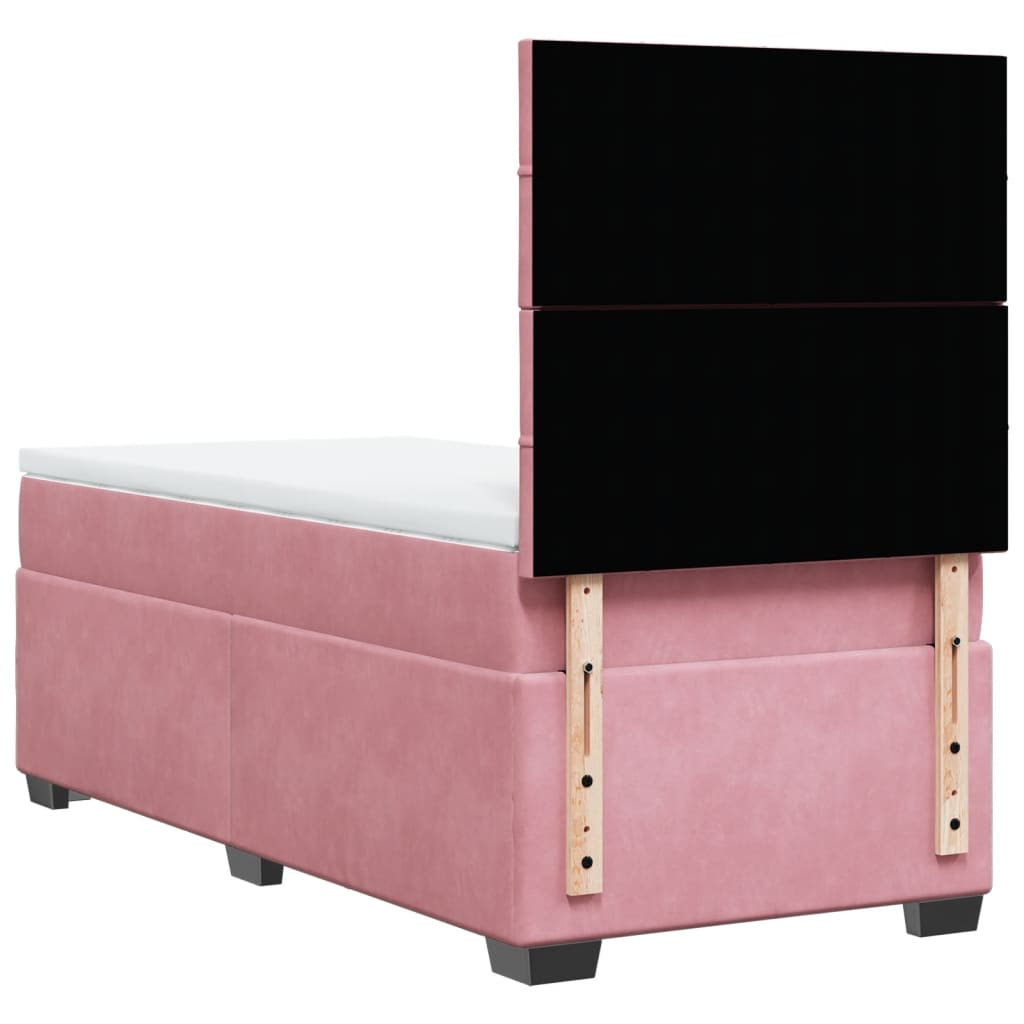 Boxspring met matras fluweel roze 90x190 cm
