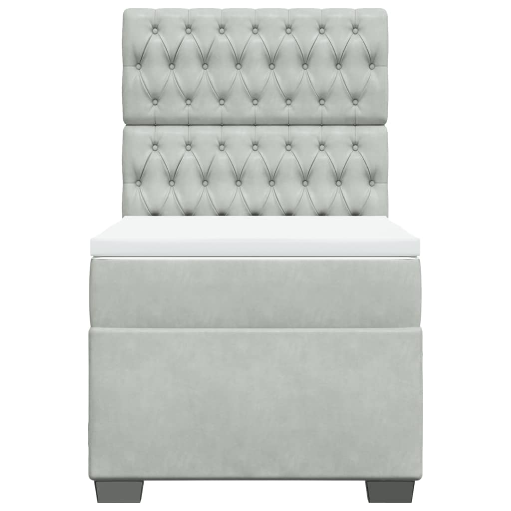 Boxspring met matras fluweel lichtgrijs 90x190 cm