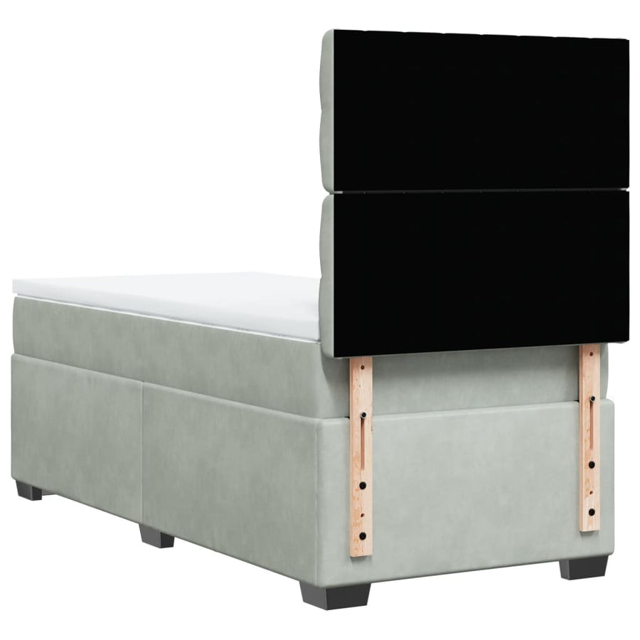Boxspring met matras fluweel lichtgrijs 90x190 cm