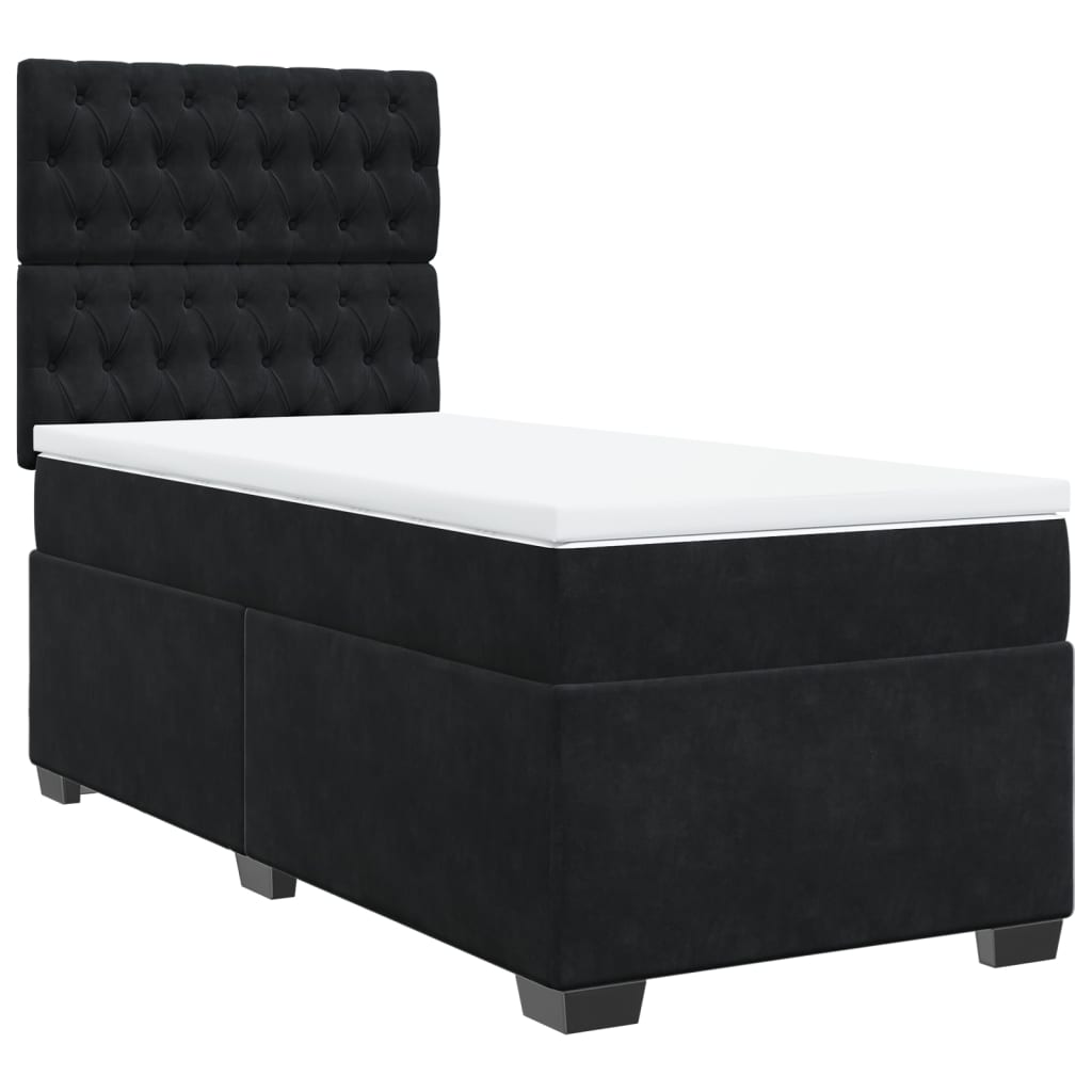 Boxspring met matras fluweel zwart 90x190 cm
