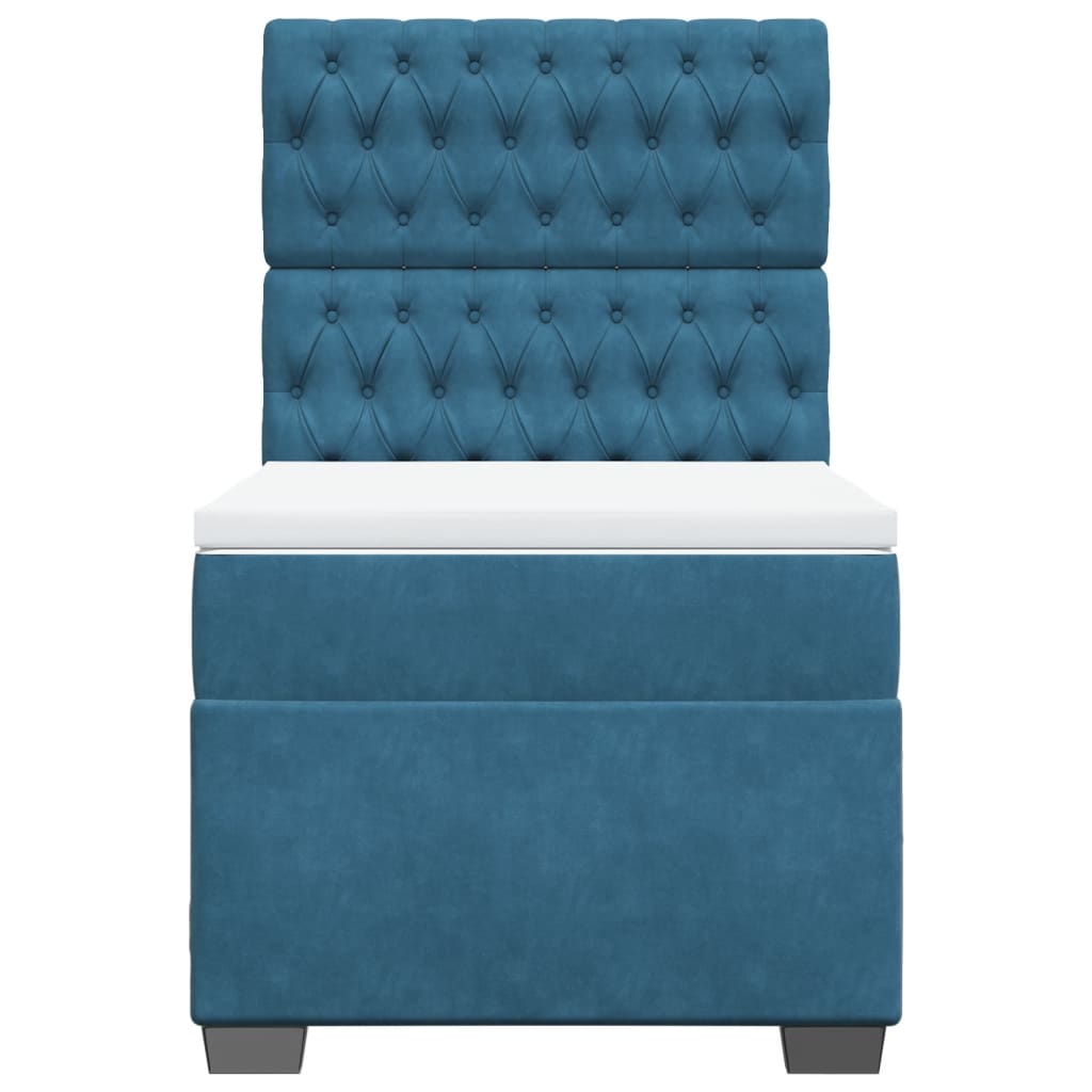 Boxspring met matras fluweel blauw 90x190 cm