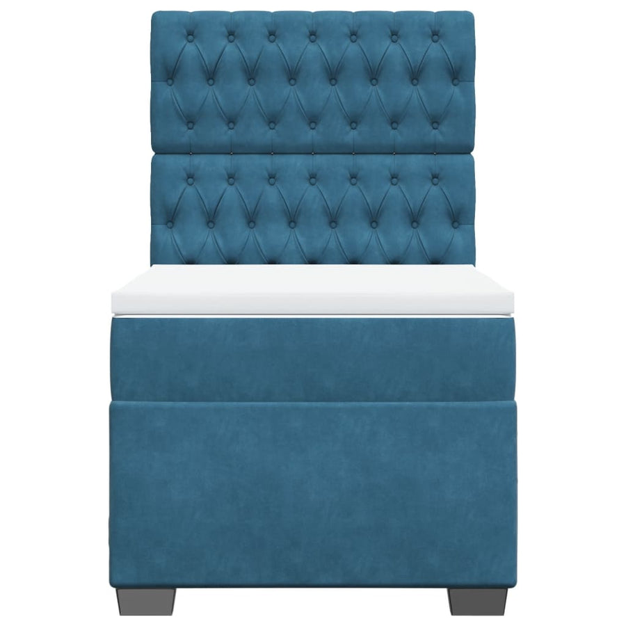 Boxspring met matras fluweel blauw 90x190 cm