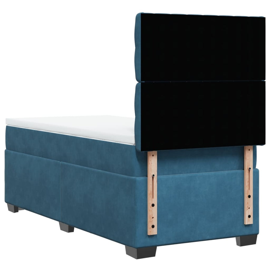 Boxspring met matras fluweel blauw 90x190 cm