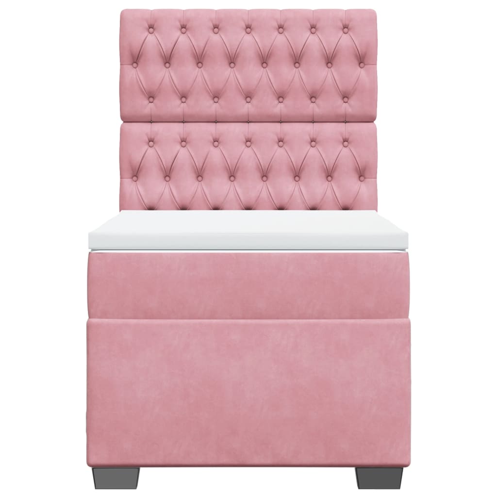 Boxspring met matras fluweel roze 90x190 cm