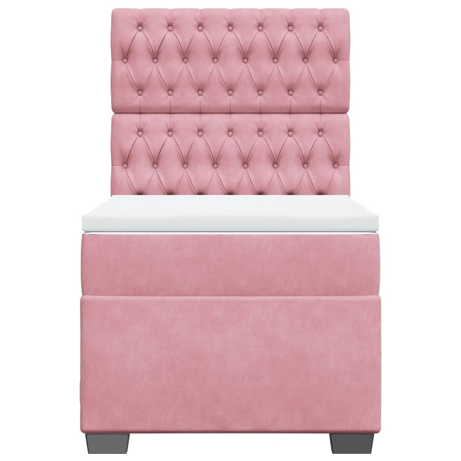 Boxspring met matras fluweel roze 90x190 cm