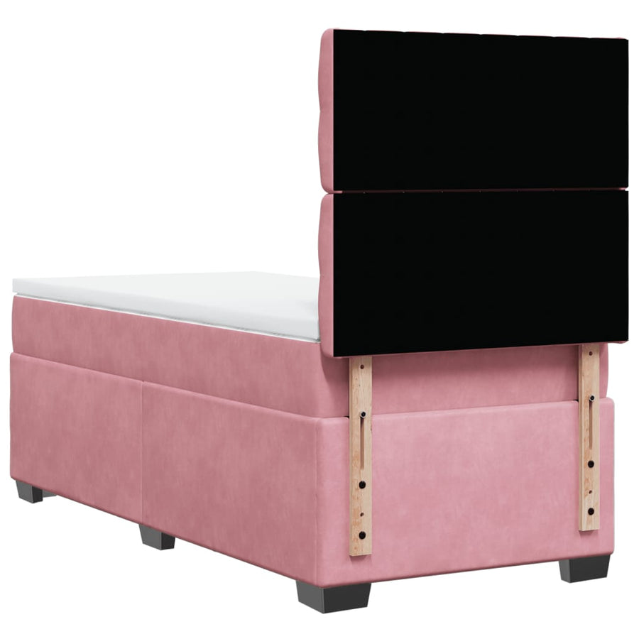Boxspring met matras fluweel roze 90x190 cm