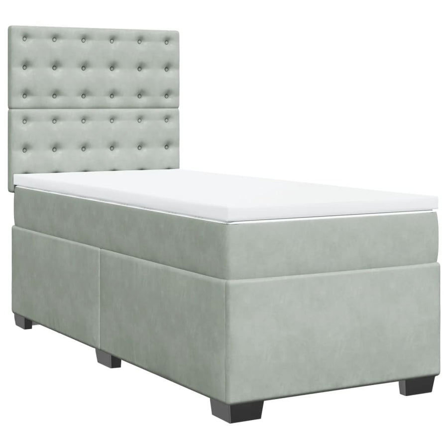 Boxspring met matras fluweel lichtgrijs 90x190 cm