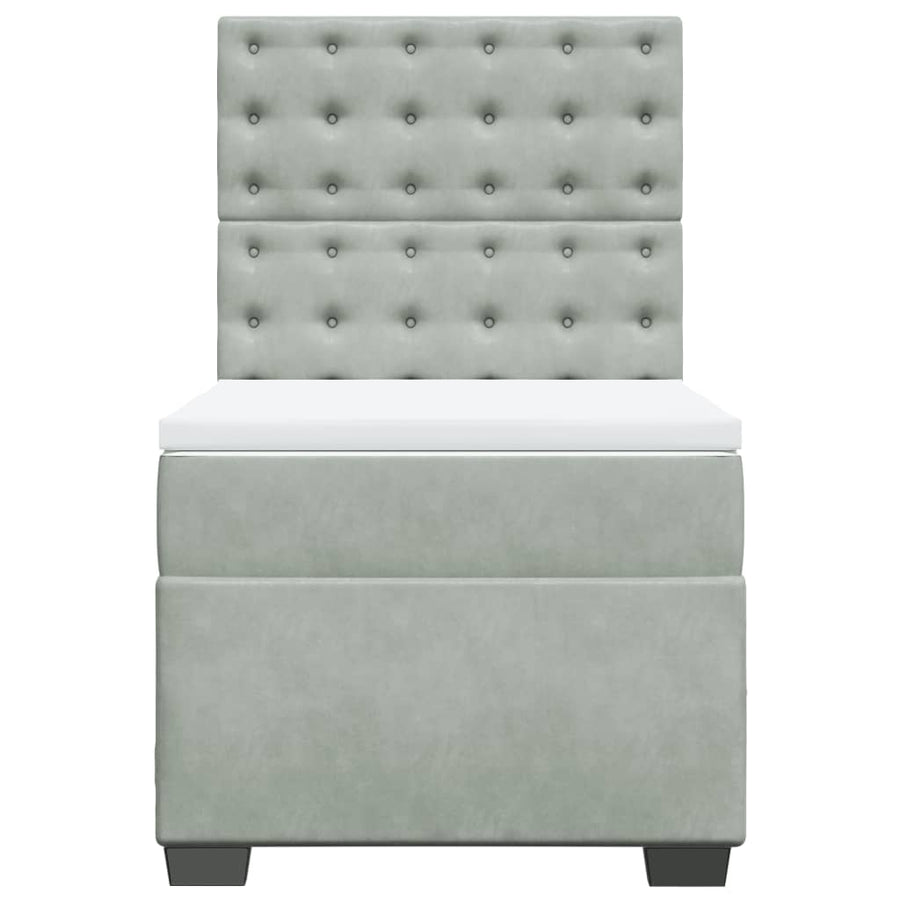 Boxspring met matras fluweel lichtgrijs 90x190 cm