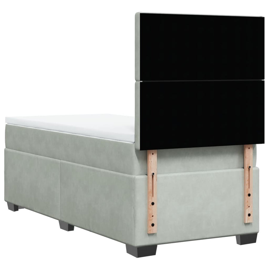 Boxspring met matras fluweel lichtgrijs 90x190 cm