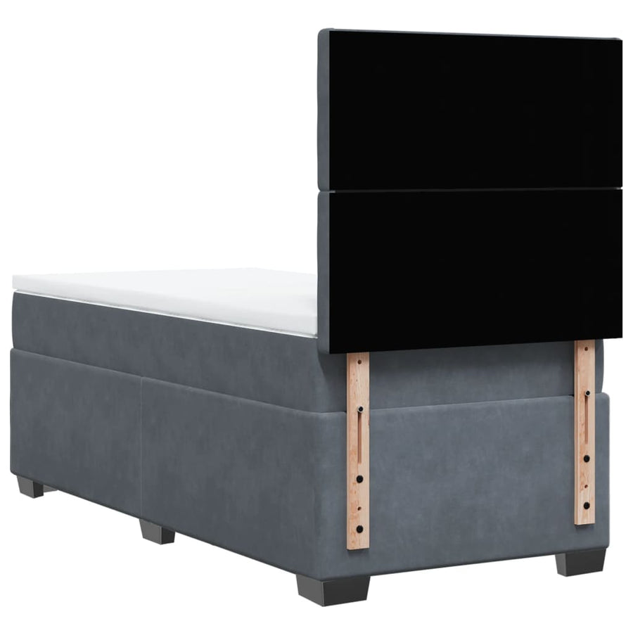Boxspring met matras fluweel donkergrijs 90x190 cm