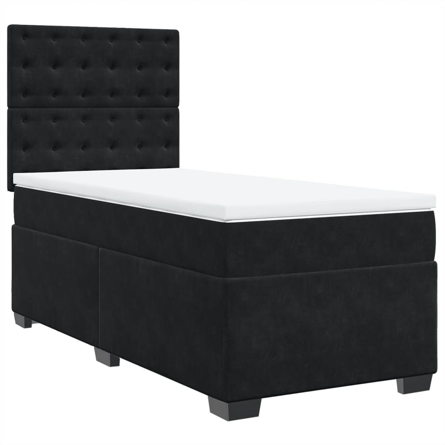 Boxspring met matras fluweel zwart 90x190 cm