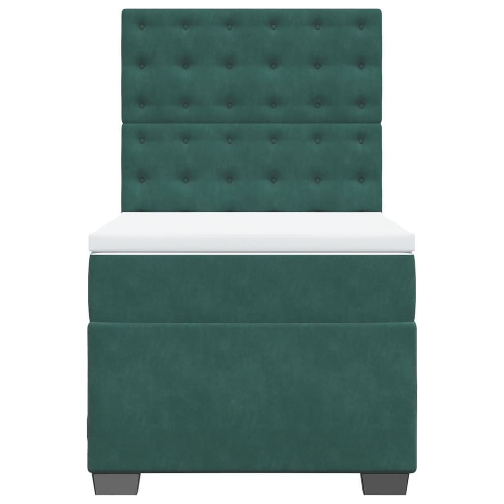 Boxspring met matras fluweel donkergroen 90x190 cm