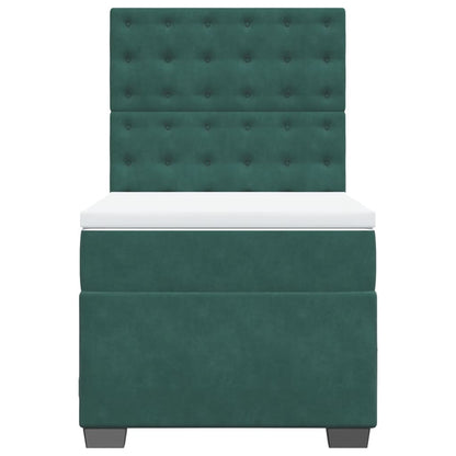 Boxspring met matras fluweel donkergroen 90x190 cm