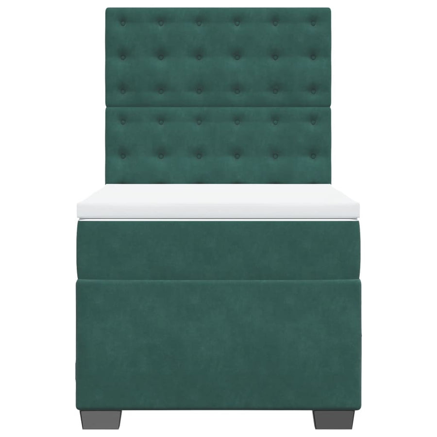 Boxspring met matras fluweel donkergroen 90x190 cm