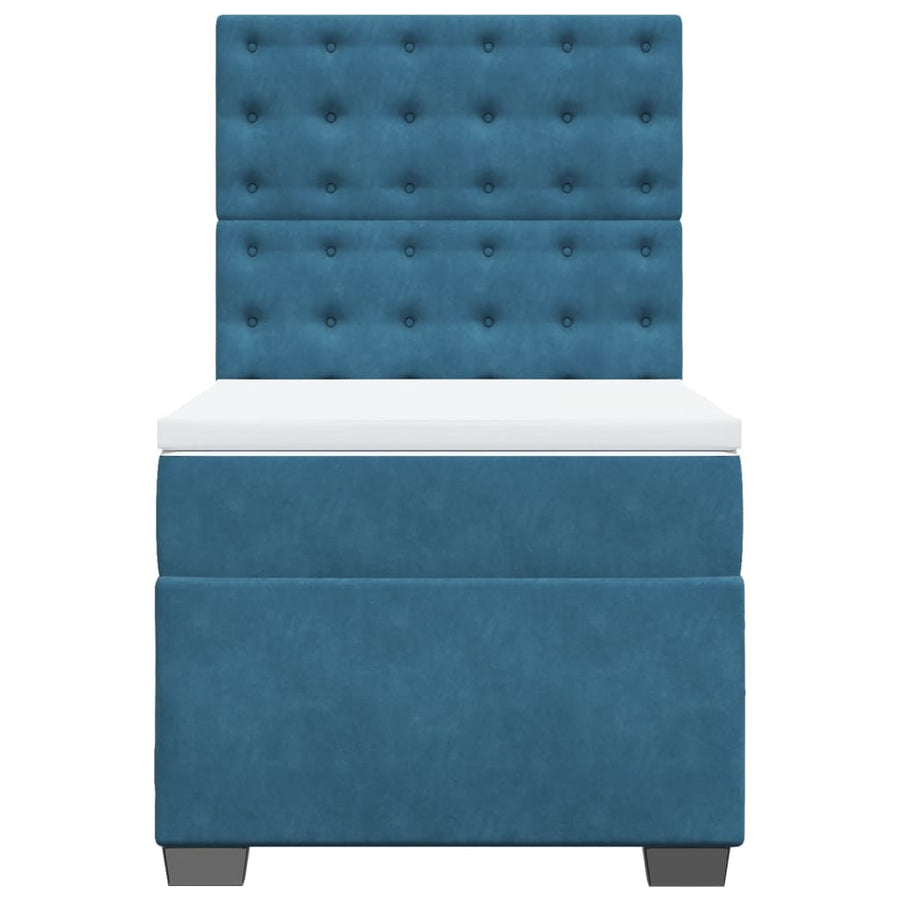 Boxspring met matras fluweel blauw 90x190 cm