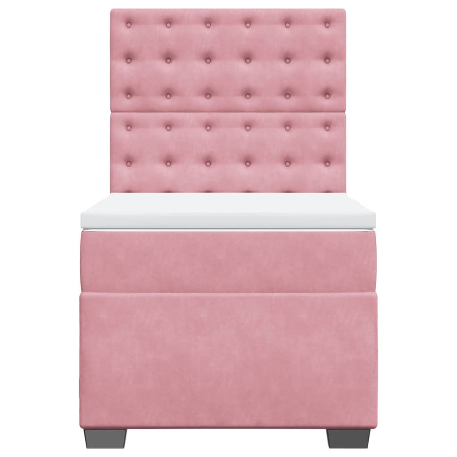 Boxspring met matras fluweel roze 90x190 cm