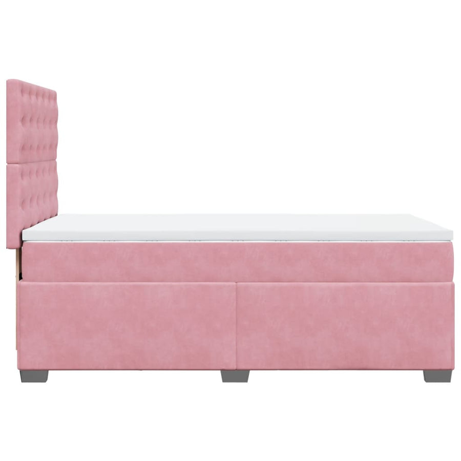 Boxspring met matras fluweel roze 90x190 cm