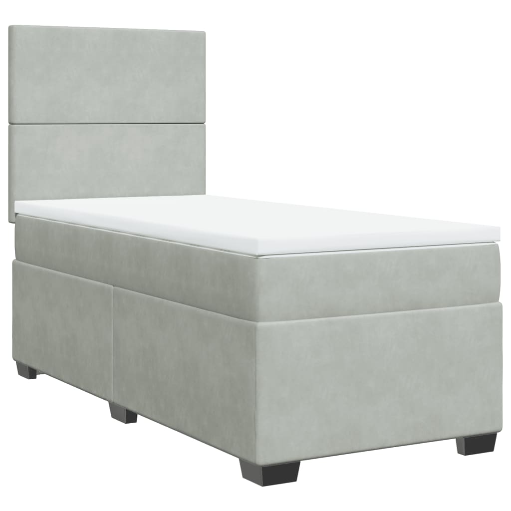 Boxspring met matras fluweel lichtgrijs 90x200 cm