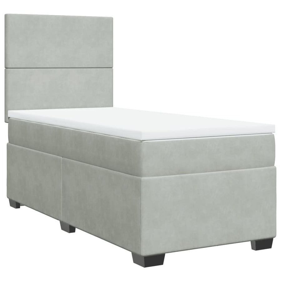 Boxspring met matras fluweel lichtgrijs 90x200 cm