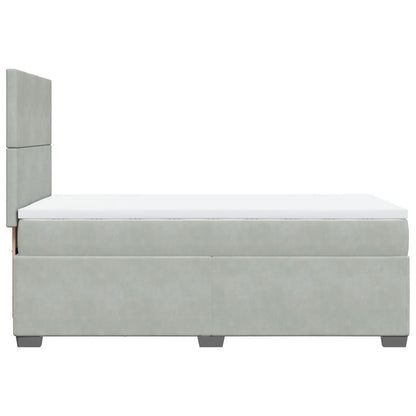 Boxspring met matras fluweel lichtgrijs 90x200 cm