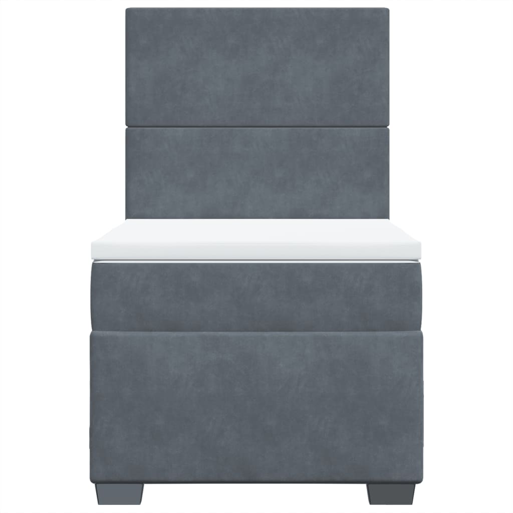 Boxspring met matras fluweel donkergrijs 90x200 cm