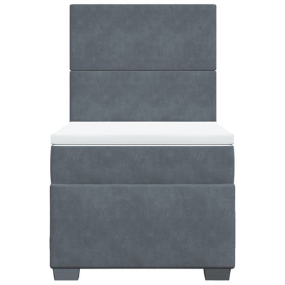 Boxspring met matras fluweel donkergrijs 90x200 cm