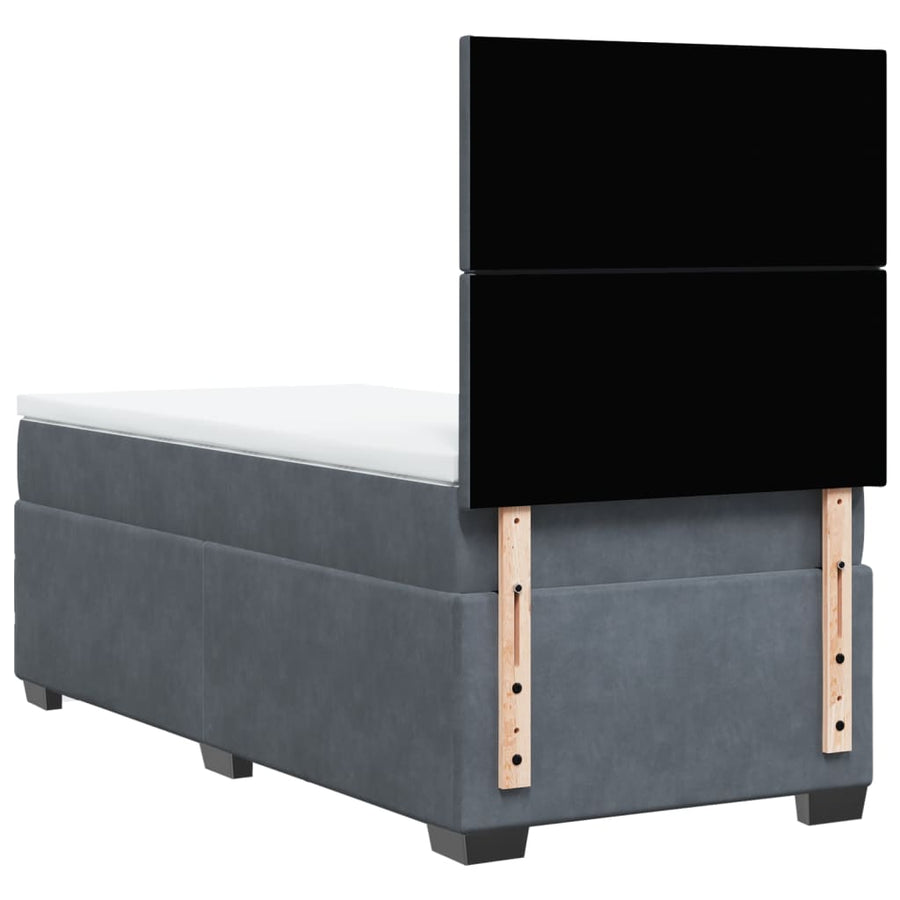 Boxspring met matras fluweel donkergrijs 90x200 cm