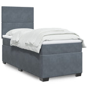 Box spring with velvet mattress dark grey 90x200 cm