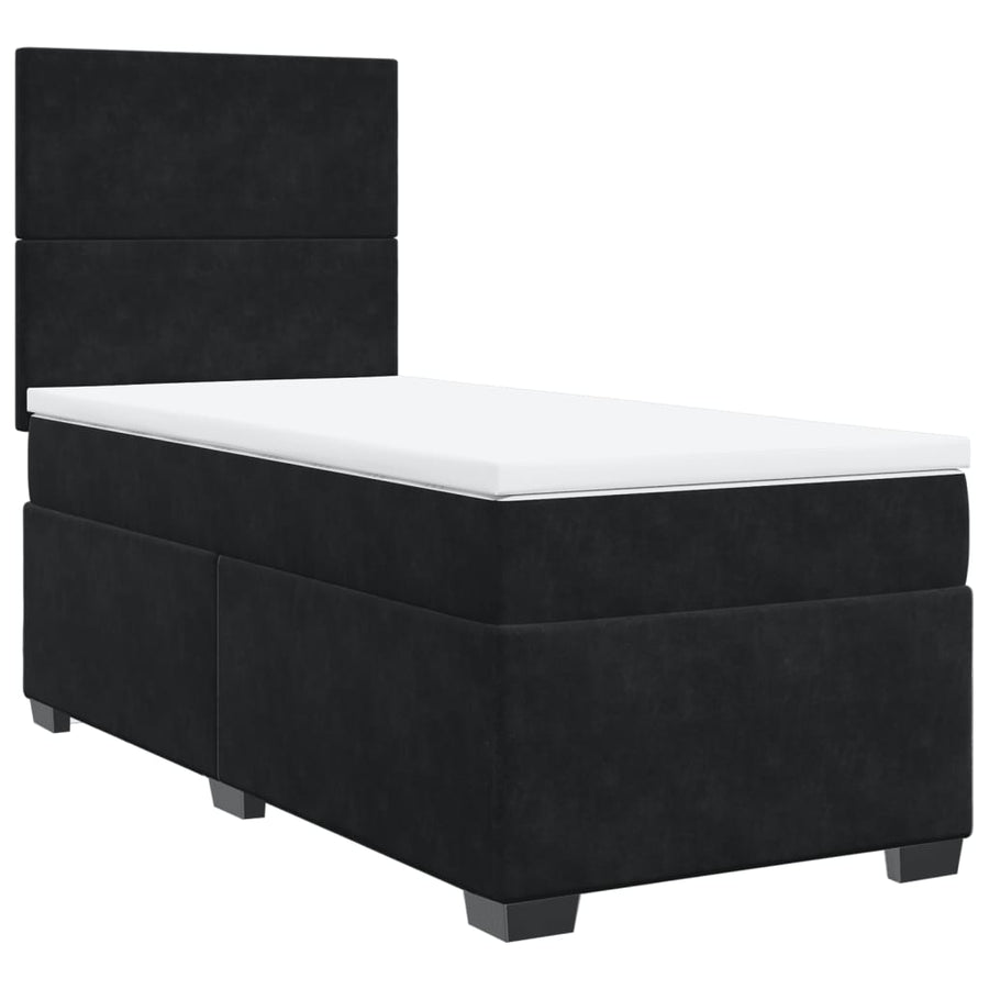 Boxspring met matras fluweel zwart 90x200 cm