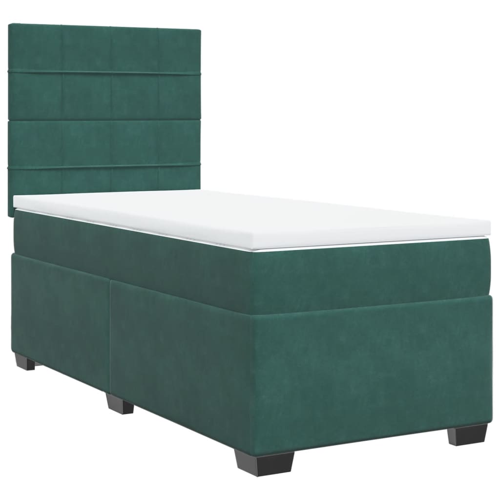 Boxspring met matras fluweel donkergroen 90x200 cm