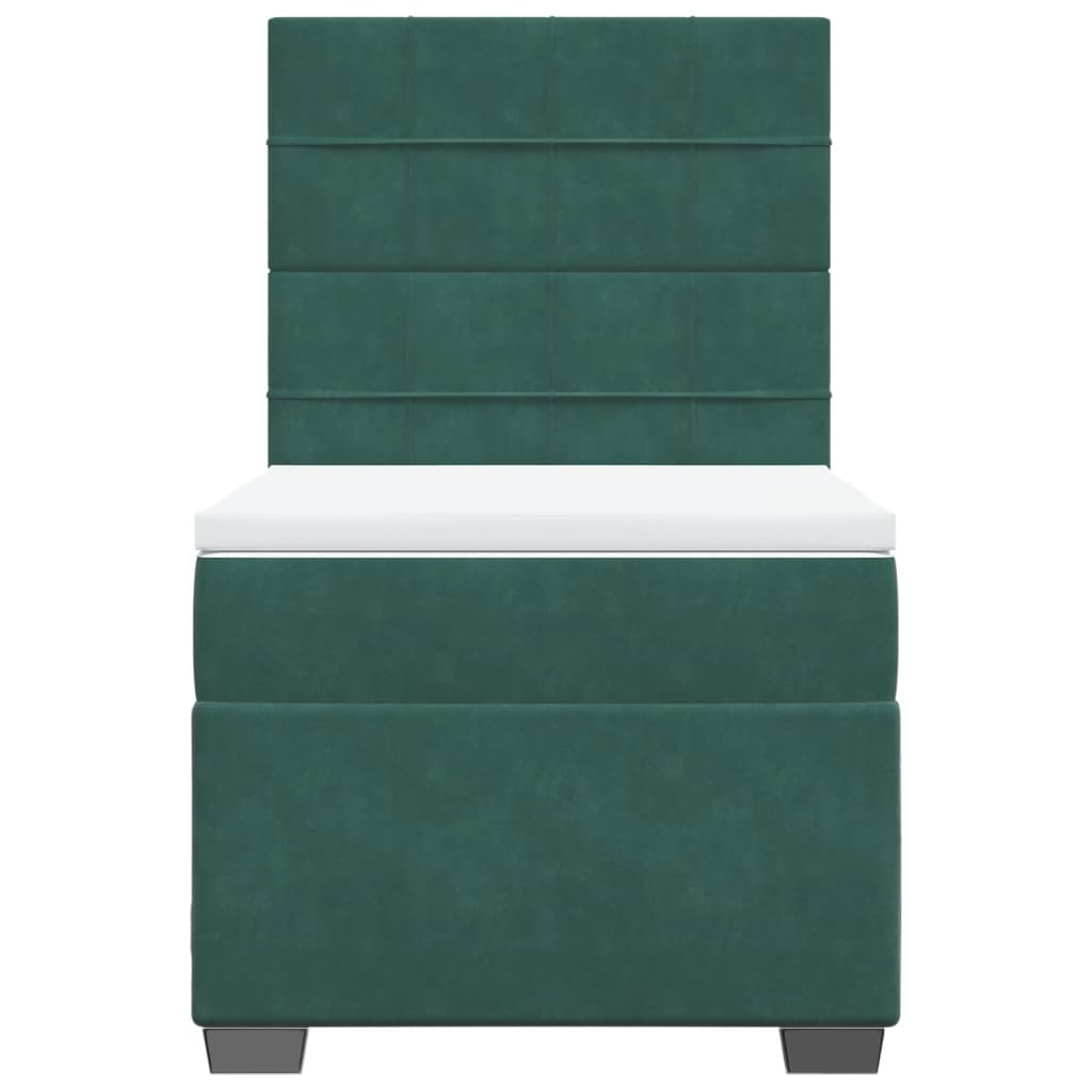 Boxspring met matras fluweel donkergroen 90x200 cm