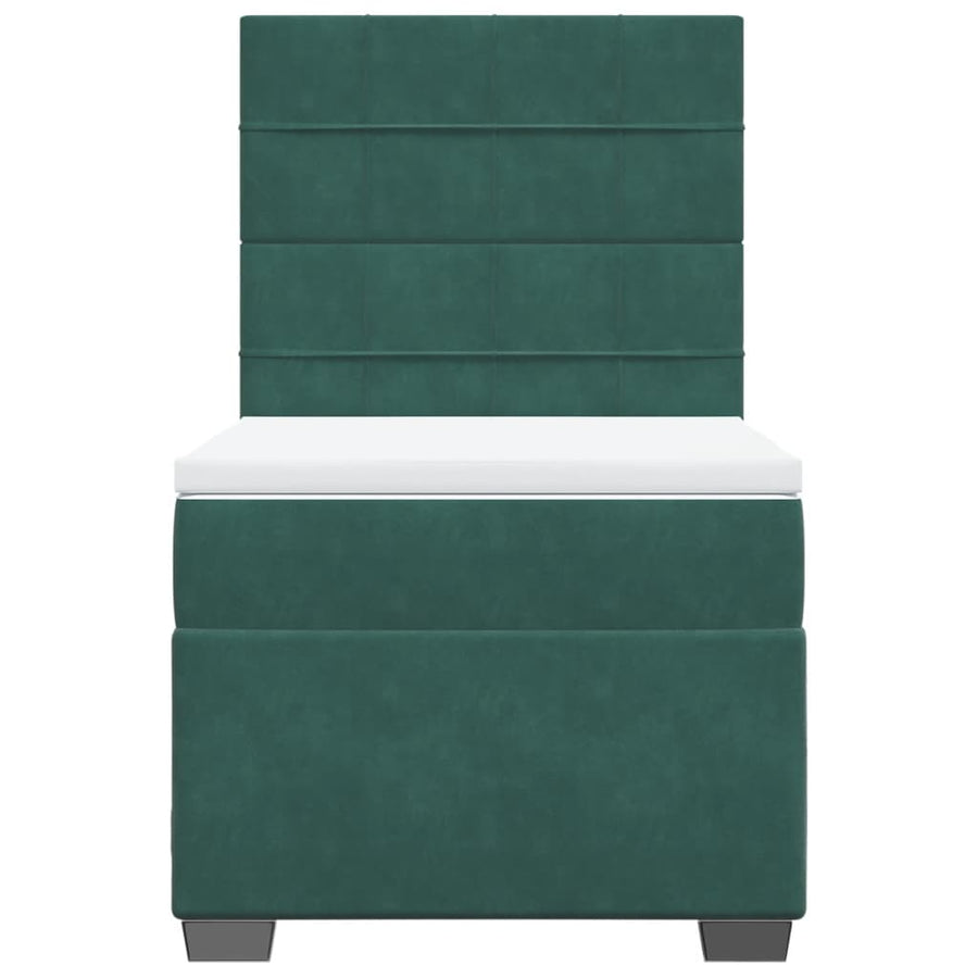 Boxspring met matras fluweel donkergroen 90x200 cm